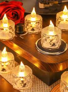 24Packs Flameless LED Tea Lights Candles Battery Operated, Flickering Lights For Yoga/Home/Wedding Decor, Holiday Gifts & Romantic Ambiance Decorate, Crystal Accented Plastic Candles For Indoor Decor, Perfect For Christmas, Parties, Outdoor, Table, Halloween, Anniversaries, Holidays And Proposals, Dining Room, Camping, Autumn Decoration, Harvest Day Decoration, Room Decoration, Bedroom Decoration(Warm White, Battery Included) (1.5" 1.9") - 彩色 - 查看 2
