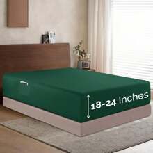 Elegant Comfort Luxury 1pc Extra Deep 18-24 Inch Deep Pocket Fitted Sheet - All Around Elastic Bedding Mattress Covers With Deep Pocket Up To 24 Inch And Double Sided Storage Pockets, Ultra Soft Machine Washable Luxury 1-Piece Bed Fitted Sheet - Fade And Wrinkle Resistant Premium Hotel Quality Twin/Full/Queen/King/Cal King Fitted Sheet, Christmas Decorations Gifts, Cozy Winter Styles, Moody Shades - 獵人綠 - 查看 1