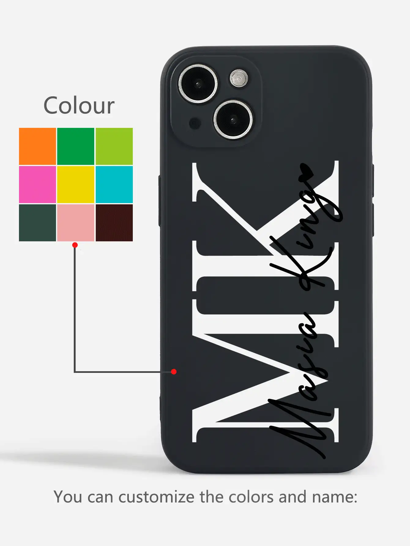 Customized 2-Initial Signature Text Design Thick Anti-Drop Soft Phone Case Cover, Personalized Compatible With IPhone 11/13/15Pro Max And A23/A14/S23/S24 Ultra,Customized Phone Cases,Easy Comfort - Multicolor - View 2