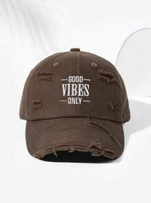 1 peça bordado "GOOD VIBES ONLY" boné de beisebol desgastado, chapéu de golfe ajustável e respirável para mulheres, chapéu de sol de aba curva estilo vintage para homens e mulheres, adequado para 4 estações - bordado - Ver 11