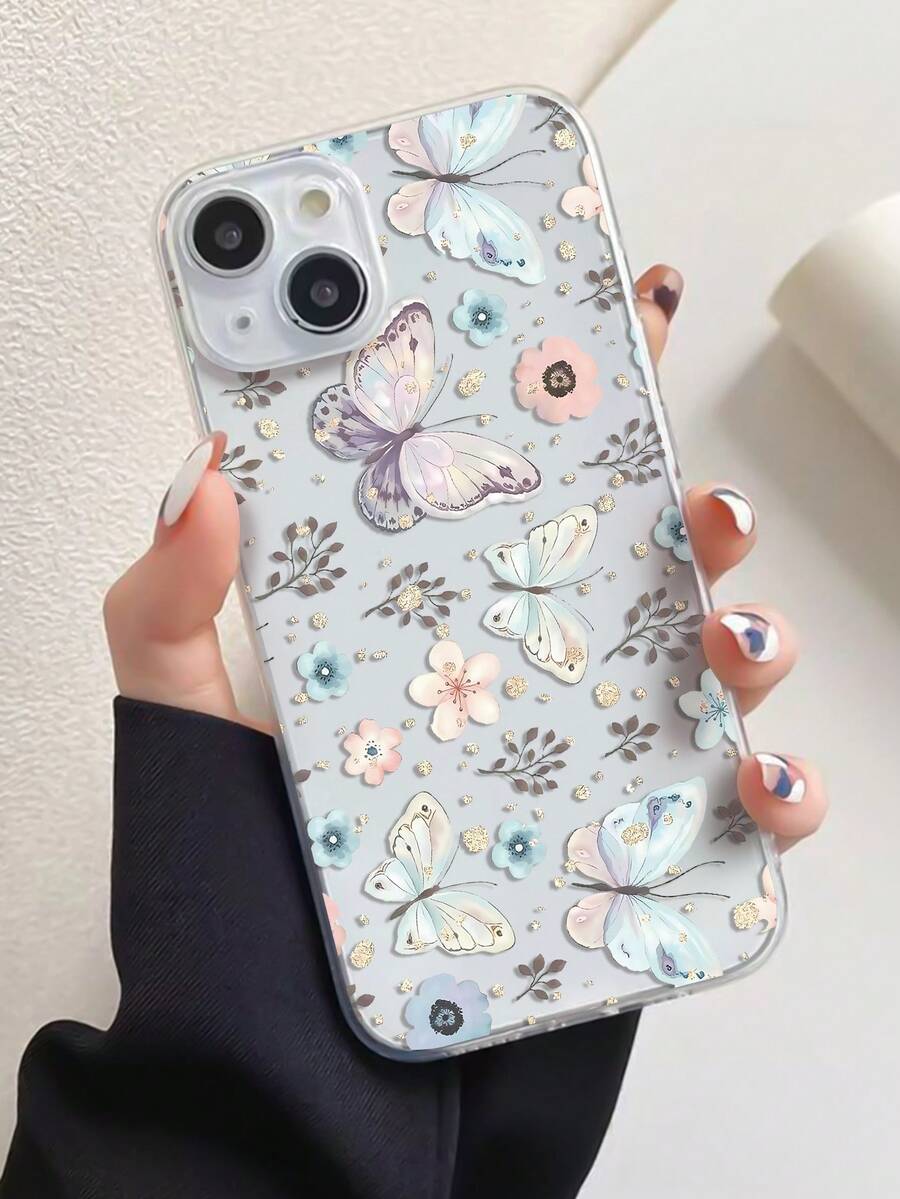 Ốp lưng điện thoại TPU họa tiết bướm và hoa động vật 1 chiếc tương thích với iPhone - Nhiều màu - Xem 1