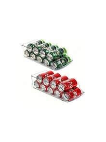 1 层/2 件堆叠罐分配器，塑料饮料储存整理器，带双层自升式支架，适用于冰箱、台面、橱柜和抽屉、厨房用品 - 彩色 - 查看 6