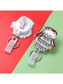 1 件圣诞徽章卷轴可伸缩，可爱雪人徽章夹，适合护士学生的最佳礼物 - 彩色 - 查看 8