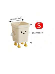 1pc Cream Style Garbage Can, New High-Quality Aesthetic Home Use Cartoon Cute Large Size Trash Can For Living Room, Bedroom, Kitchen, Bathroom Home Bathroom Decor Bathroom Organizer Fall Decor Back To School