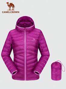 CAMEL CROWN Women Puffer Jacket Quilted Lightweight Stand Collar Zip Up Alternative Down Coat Warm Winter - Purple - View 5