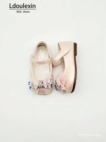 Nuove scarpe piatte con fondo morbido antiscivolo per ragazze con fiocco e design a strappo, stile principessa
