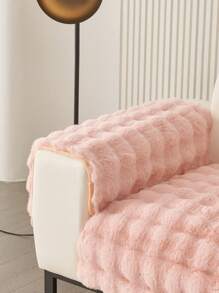 1pc Warm Thick Plush Sofa Cushion, Modern Minimalist Anti-Slip Fabric Sofa Cover Slip, Machine Washable, Dust-Proof, Versatile For 1/2/3/4-Seat Sofa, Bedroom, Office, Living Room, Pet Friendly - Pink - View 9