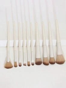 10支/套乳白色化妆刷套装，高品质ABS塑料手柄，柔软刷毛，包含粉底刷、高光刷、腮红刷、修容刷、眼影刷、眉刷、细节刷、散粉刷，完美遮瑕，持久哑光妆效，适合所有肤质，轻巧便携，是学生和化妆新手的理想之选，干湿两用，必备化妆工具，完美的秋季礼物，日常使用及特殊场合皆宜，提升自然美感。化妆刷套装，化妆刷套装，化妆刷套装，全套化妆刷，化妆刷套装，全套化妆工具，化妆刷套装，化妆刷套装，化妆礼盒套装 - 白色 - 查看 5