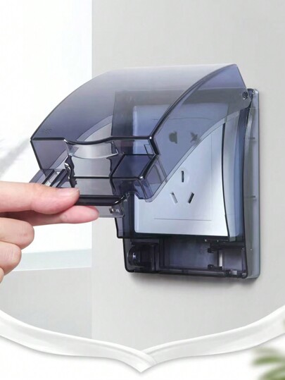 1pc 86 Type Adhesive Waterproof Socket Box, Bathroom Waterproof Switch Cover, Socket Cover, Plug Water Protection Box, Clip Type Fish Lid, Bathroom, Kitchen, Low Position Shockproof Cover