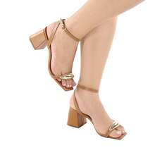 Women's Square Toe Sandal With ABS Inspiration Comfortable Party Line - 駝色 - 查看 2