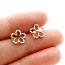 1 par de pendientes con flores lindos para mujeres de color dorado de acero inoxidable, nuevos para fiesta, boda, joyería, regalo de San Valentín, mamá, madre, Día de la Madre