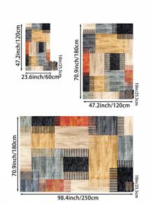 1 Stück Teppich im Wohnzimmer in Großformat mit mehrfarbigem Farbblockdesign, moderner Stil mit 1100g/㎡ Material mit niedriger Polsterung, 5mm Dicke, weich und angenehm anzufühlen, leicht zu pflegen, wasserdicht und fleckabweisend, rutschfeste Rückseite, maschinenwaschbar, Teppich für Lobby, Schlafzimmer, Küche, Esszimmer, Büro, Raumdekoration und Fußmatte.