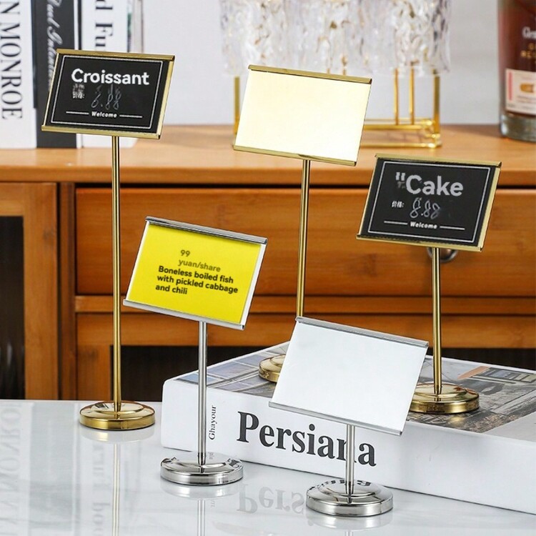 不锈钢桌号牌、餐厅价格标签架、自助餐菜单板、宴会展示卡架最佳礼物拉玛装饰、婚礼装饰、家居装饰、房间装饰派对礼物新娘 - 彩色 - 查看 1