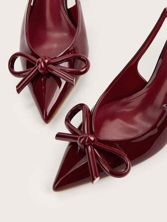 Fall/Winter Sexy Wine Red Pointed Toe Butterfly Decor Strap Thin High Heel Shoes For Wedding, Party, Banquet Valentines,Elegant,Kitten Heels