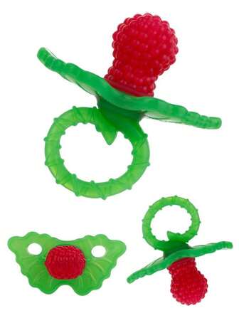 1Pc Silicone Baby Teether Toy - Berrybumps Soothe Babies Sore Gums - Infant Teething Toy - Hands Free Design - - Easy-To-Hold Design - Teething Relief Pacifier - Fruit Shape/Red (Some Parts May Be Random)School, Student,Stationery,School Supplies