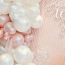 Kit de 52 piezas de arco de globos con perlas - Combinación blanca y rosa DIY Set de guirnalda, apto para revelación de sexo, despedida de soltera, boda, cumpleaños y talla grande