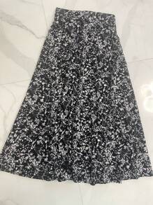 Long Printed Skirt With BAG New Has Elastic - màu đen - Xem 2
