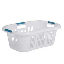 2.1-Bushel Small Hip-Hugger Plastic Laundry Basket, White (3-Pack) - 白色 - 查看 2