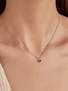 GAGAFEEL 1 件 925 纯银精致心形锆石吊坠项链，独特简约颈链，女孩/闺蜜生日礼物 - 銀色 - 查看 6