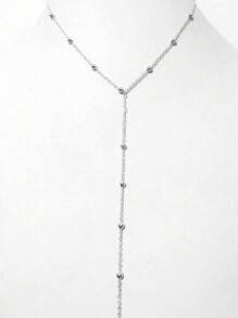 1件长款吊坠项链，Y形链配圆形珠子，适合女性和女孩日常佩戴（珠子数量不定） - 銀色 - 查看 3