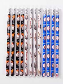 12pcs Sports Ball Pattern HB Pencils, Student Learning Supplies