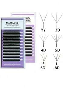 MAMACOS 10 rzędów D/C Curl YY/3D/4D/5D/6D/7D/8D/Flat Elipse/6D W Real/Extension/5D Flower/WET LASH Kształt Pojedyncze rzęsy Przedłużanie rzęs Naturalne miękkie światło Rzęsy DIY Naturalne długie kępki rzęs Dla profesjonalistów MAMACOS