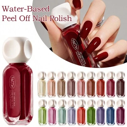10ml Peelable Water-Based Nail Polish, Odorless, Free Baking Quick Drying Lasting Nail Lacquer For Salon DIY At Home, Multicolor For Choice