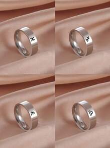 1 Miếng Thép không gỉ Phong cách Đơn giản Chòm sao Xử Nữ & Ung thư Cung hoàng đạo Thiết kế chòm sao Nhẫn đôi , Của phụ nữ Kích thước , Qủa tặng Đối với Người yêu - Bạc - Xem 3