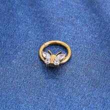 PIERCING RING TITANIUM PVD ARTICULATED SEGMENT BUTTERFLY ZIRCONIA STUDDED 1.2X8 - Vàng - Xem 3