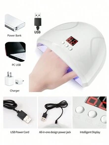 专业美甲套装，配有电动指甲钻、UV LED 指甲灯、UV 凝胶指甲烘干机和指甲钻孔机，适合初学者 - 白色 - 查看 8
