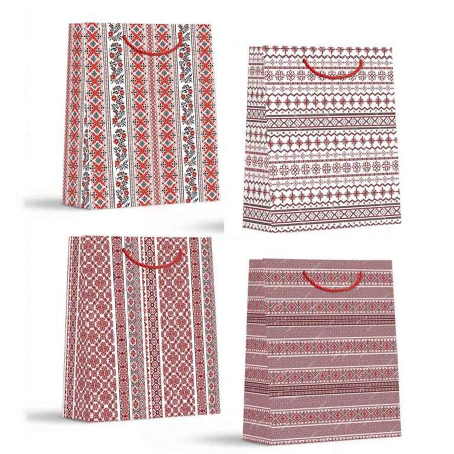 1 conjunto (12 unidades/pacote, 3 unidades por design) sacolas para presentes de Natal, sacolas para presentes de Natal reutilizáveis, sacolas para presentes de papel com alças e estampas de Natal, sacolas para presentes de Natal, sacolas para presentes de feriado, sacolas para presentes de Natal, sacolas para lembrancinhas