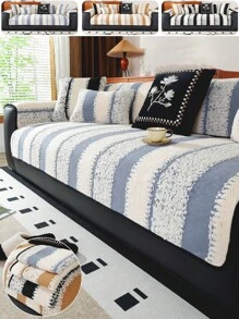1pc Atmosphere Velvet Streaks Sofa Slipcover,Universal Non-Slip Pet-Friendly Sofa Mat, Protector For Living Room & Office Decor - Multicolor - View 2