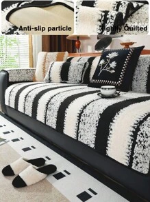 1pc Atmosphere Velvet Streaks Sofa Slipcover,Universal Non-Slip Pet-Friendly Sofa Mat, Protector For Living Room & Office Decor - Multicolor - View 3