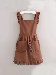 Stylish Korean Fashion Apron, Waterproof And Stain Resistant, Apron Cute Lace Skirt Apron,Black Stain Resistant Apron,Sleeveless Apron,For Home, Kitchen,Nail Shop,Cooking, Baking, Nail Salon, Women Work Uniform,Coffee Smock,Home Cooking Clean Sleeveless Bib Apron - Multicolor - View 5