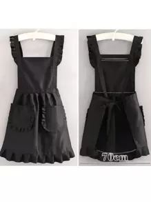 Stylish Korean Fashion Apron, Waterproof And Stain Resistant, Apron Cute Lace Skirt Apron,Black Stain Resistant Apron,Sleeveless Apron,For Home, Kitchen,Nail Shop,Cooking, Baking, Nail Salon, Women Work Uniform,Coffee Smock,Home Cooking Clean Sleeveless Bib Apron - Multicolor - View 4