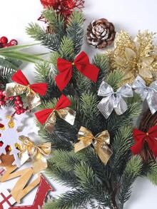 30Pcs Christmas Tree Bows, Mini Plastic Christmas Bows DIY Suitable For Christmas Tree Hanging, Christmas Wreath Decoration Accessories, Party Home Gift Wrapping Supplies, Holiday Parties And New Year Scene Decoration - Multicolor - View 5