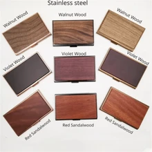 Lennik 1pc Custom Name Wooden Metal Business Cardcase Laser Engrave Company Text Number Card Box Christmas Day Gifts - Multicolor - View 13