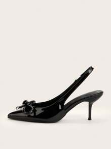 Sexy Black Pointed Toe Bow Decor Stiletto High Heel Shoes For Wedding, Party, Banquet Valentines