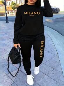 Milano Women's Casual Sports Sweatshirt Suit Two-Piece Set Autumn And Winter