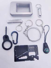 8pcs Outdoor Hiking Camping Gear,Multi-Function Wilderness Survival Emergency Kit, Bushcraft First Aid Tool Set - Multicolor - View 8