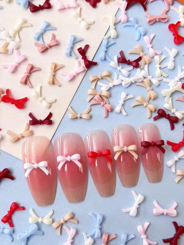 Thanksgiving Special Offer 50 Pieces Of Adorable Small Bow Nail Art Products, 3D Resin Flat Girl Bows/Mixed Colors Package, Nail Art DIY Charm Women's Red Long Nails/Short Nails Accessories, Nail Accessories, Nail Gems, Nail Products, Nail Jewelry, Sweater Nail Decorations