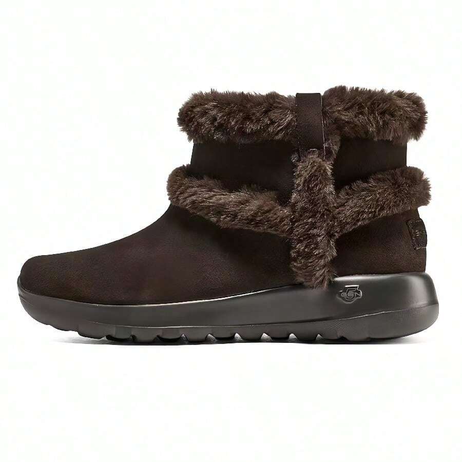 Skechers Slip-On Comfortable & Durable Snow Boots With Chunky Sole, Retro Warm Short Boots