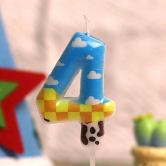 1pc Colorful Sky & Clouds With Paw Prints Number 0-9 Birthday Candles, Birthday Party Cake Decor, Anniversary Celebration, Birthday Holiday Party Back To School Valentine's Day