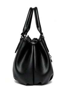 Dedoo 2025母亲节精选包袋，高品质奢华手提包，设计师斜挎包，大容量托特包，纯色皮革单肩包。商务休闲女士包袋，适合办公室、商务和工作场合。优雅女士手提包。 - 黑色 - 查看 6