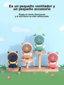 Manoportátil pequeño ventilador, ventilador portátil para llevar a diario, ventilador miniatura para estudiantes con tres velocidades ajustables, super silencioso, recargable por USB y con diseño creativo de dibujos animados - Amarillo - Ver 3