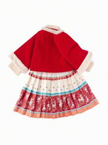 Balabala Girls' Hanfu Set Red New Year Outfit For Winter 2024 - Red - View 5