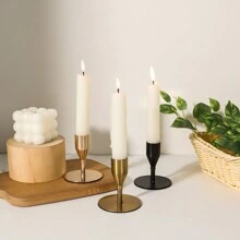 6pcs Metal Candle Holders, Minimalist Luxury Dining Table Decor Candle Holders - Romantic Candlelight Dinner, Simple Style, Suitable For Weddings, Dinners, Parties, Fit 3/4" Thick Candle