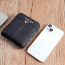 1 件新款男士钱包，鳄鱼压纹 PU 皮革，多功能拉链短款钱包，时尚休闲钱包，适合年轻学生，适合青少年夏季休闲户外运动或度假旅行或毕业礼物或生日礼服配饰正式/商务正式情人节创意