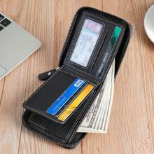 1 件新款男士钱包，鳄鱼压纹 PU 皮革，多功能拉链短款钱包，时尚休闲钱包，适合年轻学生，适合青少年夏季休闲户外运动或度假旅行或毕业礼物或生日礼服配饰正式/商务正式情人节创意