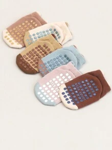 3 Pairs Random Cute Animal Design Soft & Skin-Friendly Non-Slip Grip Floor Socks With 3D Ear For Toddlers, Autumn & Winter, For Christmas